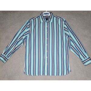 Gap Button Up Shirt Men's Size XL Fitted Premium Blue Striped Long